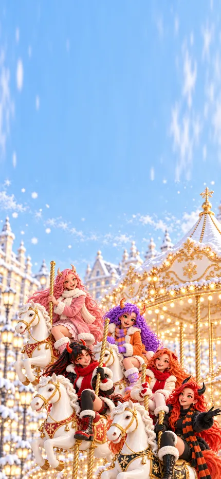 Fondo de pantalla de Navidad de las cinco de ONIKIX: en el tiovivo de navidad