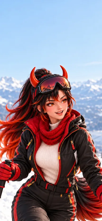 Fondo de pantalla de Navidad de Isabela de ONIKIX: en la nieve de la montaña