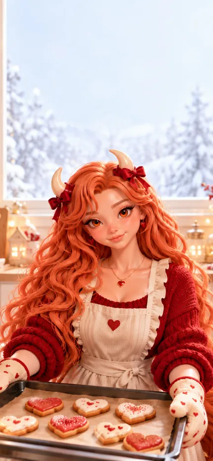 Fondo de pantalla de Navidad de Melisa de ONIKIX: galletas de corazón recién hechas
