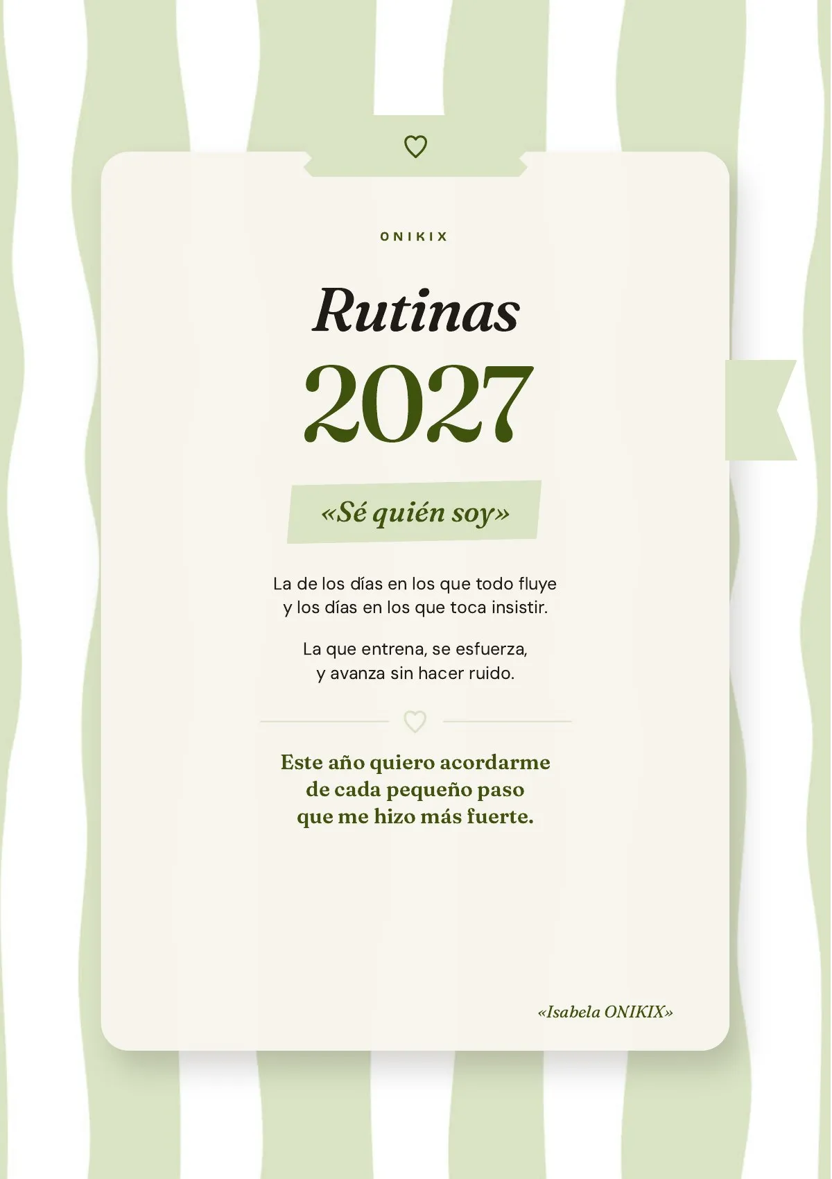 Portada de Rutinas de Isabela, agenda de rutinas y hábitos 2027, con su frase «Sé quién soy»