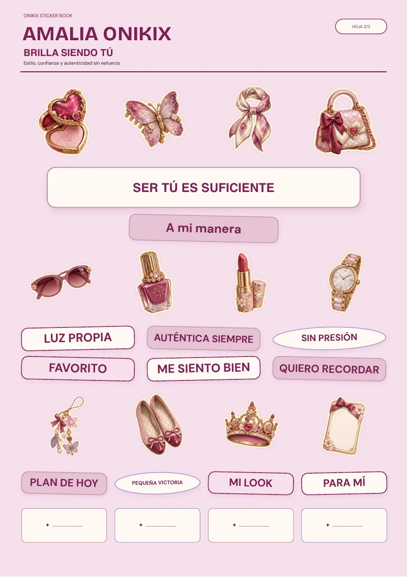 Hoja 2 · etiquetas en blanco para tu letra, del Sticker Book de Amalia — ONIKIX